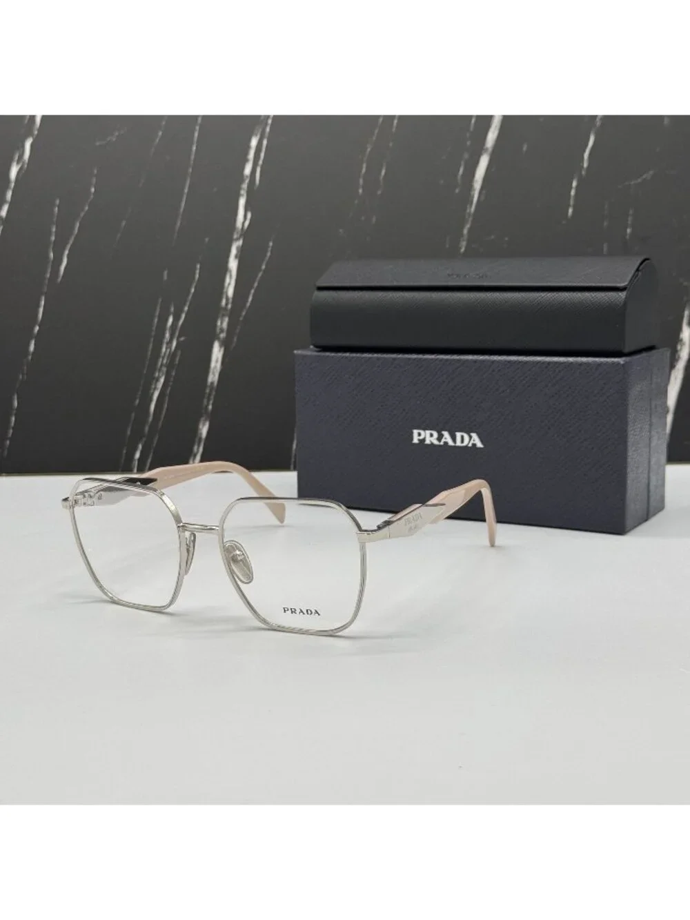 NWT Prada PR56ZV 1BC1O1 Silver Beige Women Eyeglasses PR 56ZV